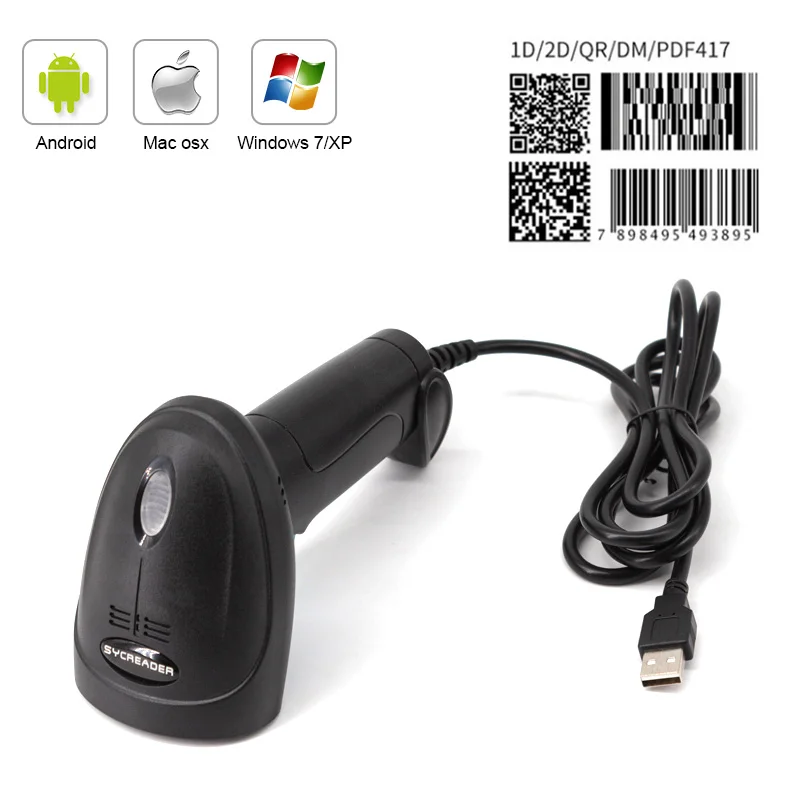 Imagem -03 - Usb Wired Handheld Barcode Scanner 1d 2d qr Codes Leitor Mobile Pos Plug And Play Suporte Logistic Store Supermercado Universal