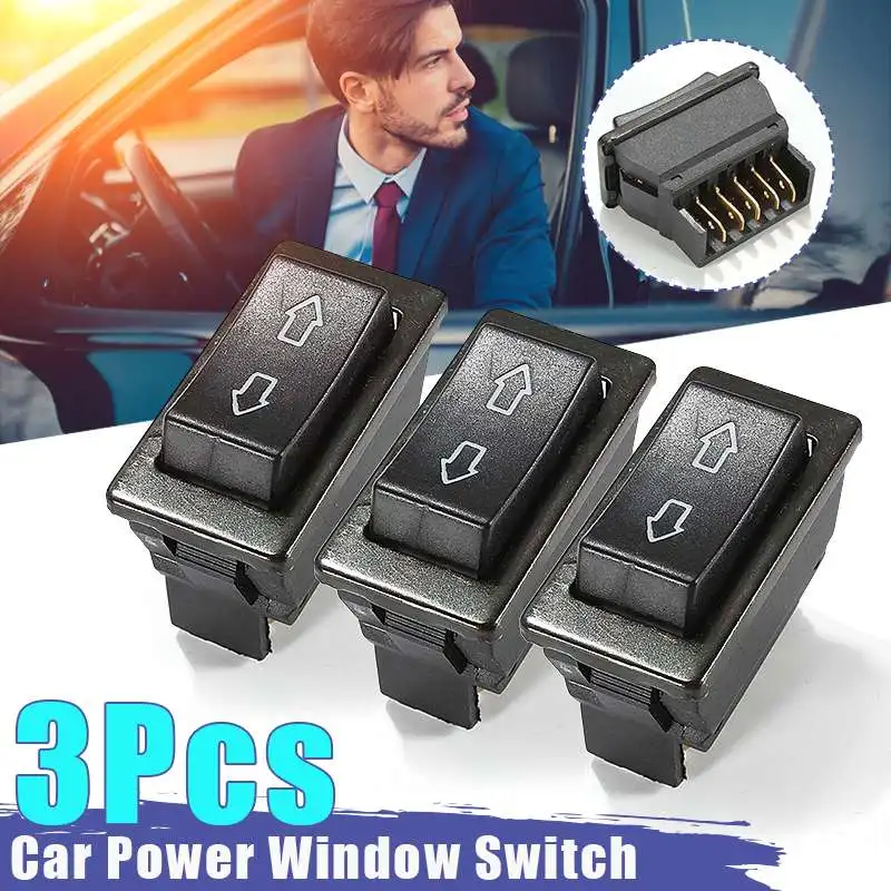 1/3Pcs Universal DC 12V 20A Car Power Window Switch 5-pin ON/OFF SPST Rocker Black