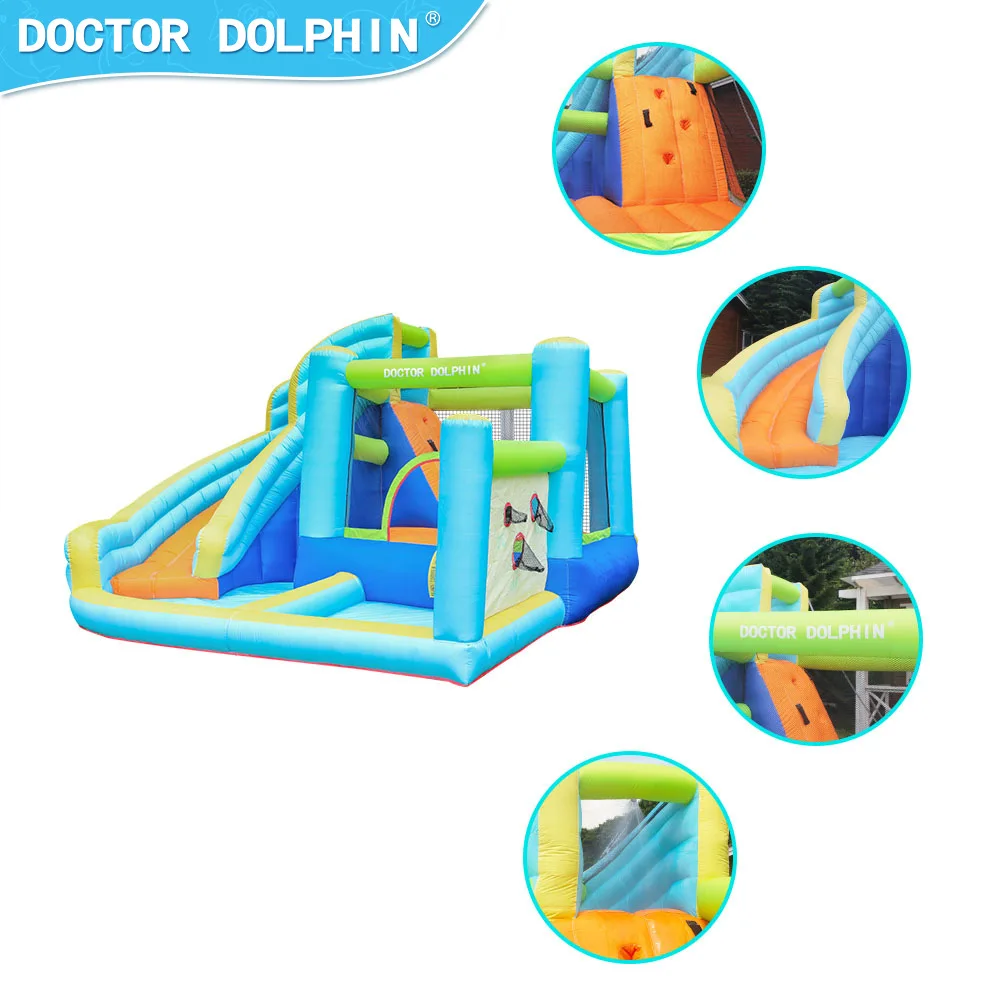 Doctor Dolphin Inflatable BounceHouse Indoor and Outdoor Bouncy Castle Amusement Park Water Spray Slide Combination kids toys
