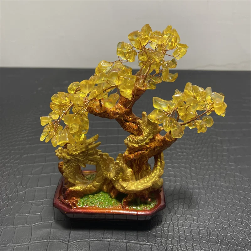 Natural Healing citrine Crystal crystal tree Fortune gold Money Tree citrine quartz gift Good Luck For Gifts fengshui