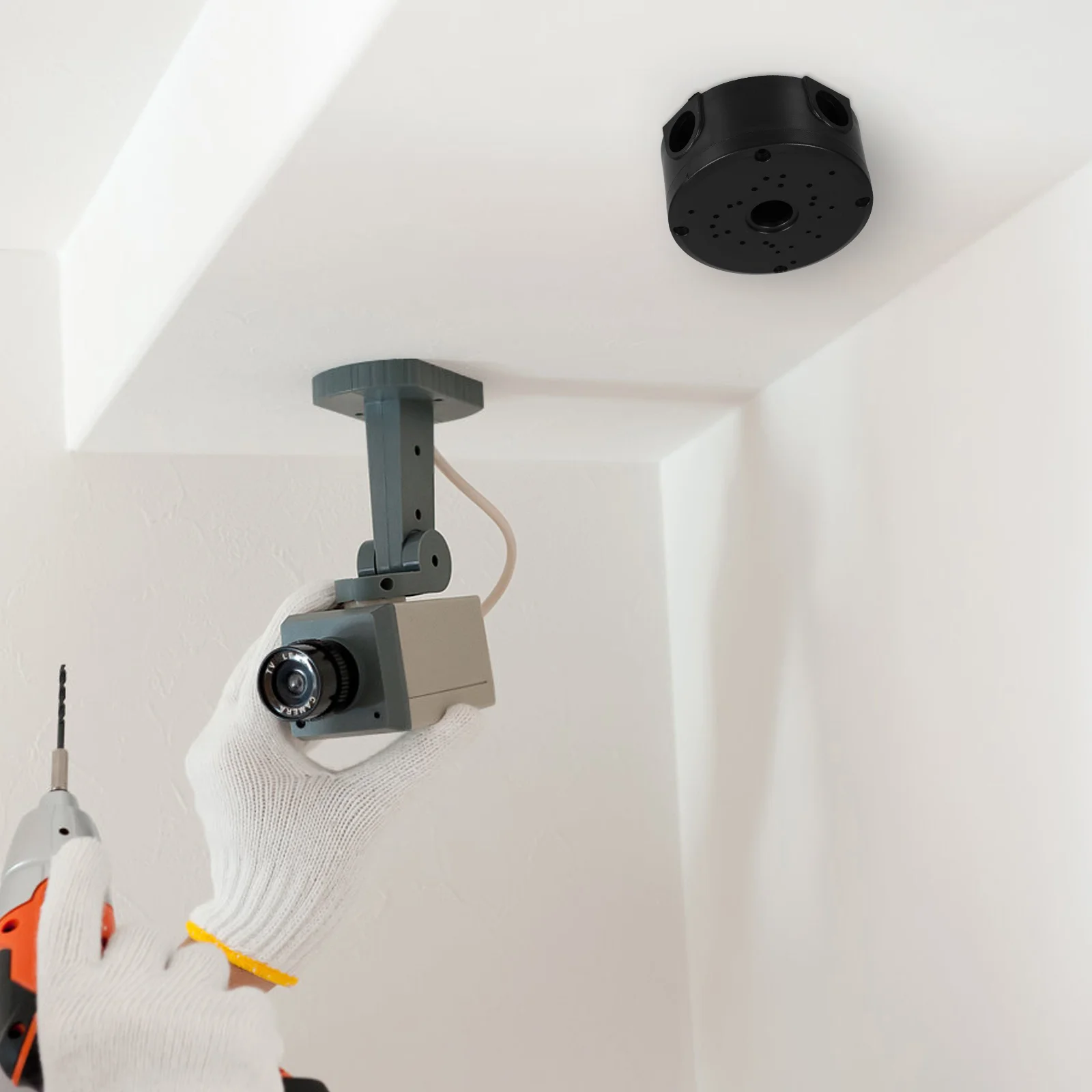 

Power Cable Concealment Box Round Dome Ceiling Wall Mount Universal Junction Box For Security Cameras Plastic Electrical