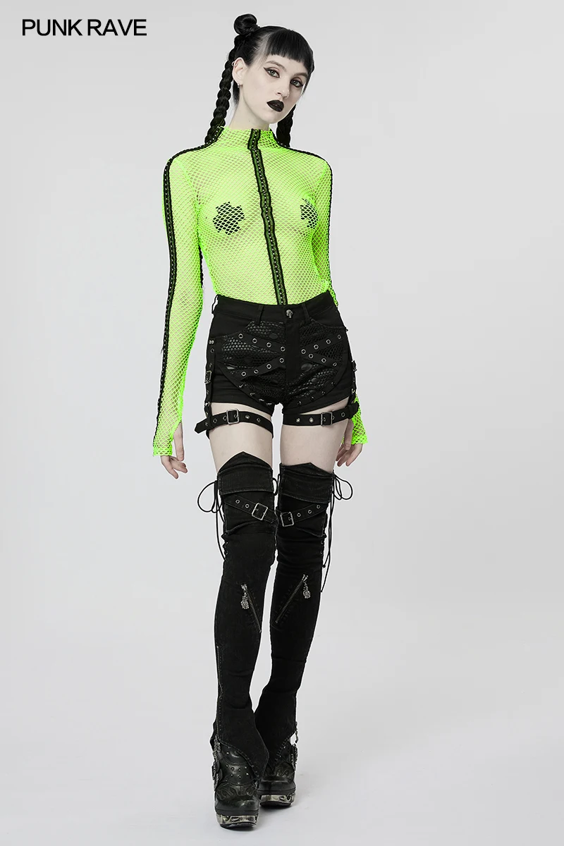 PUNK RAVE ผู้หญิงพังค์สลิมฟิตขาหัวกะโหลกกรงเล็บซิปอุ่นแฟชั่นปรับชุดอุ่นผู้หญิงอุปกรณ์เสริมสีดำ