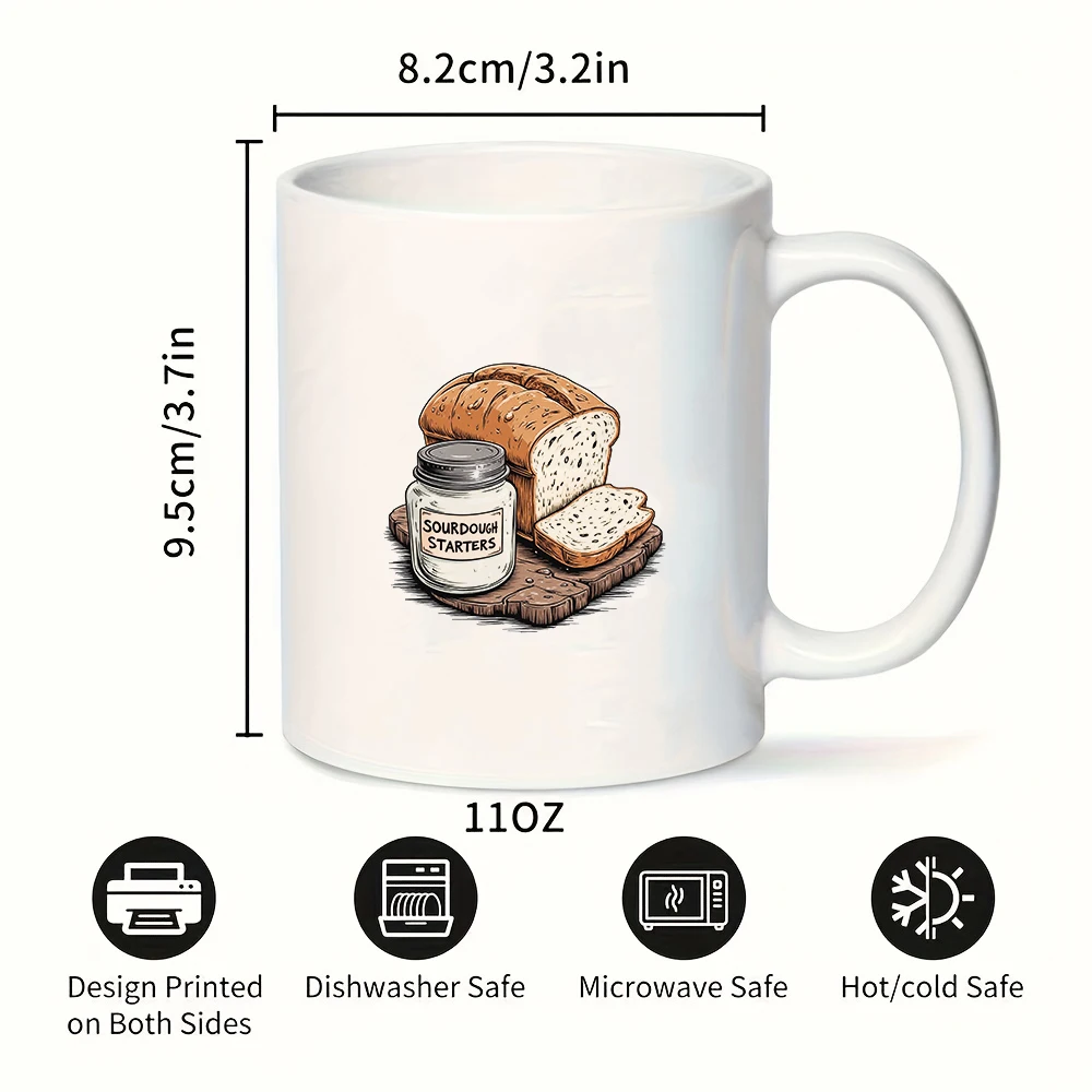 كوب الخبز الحامض المرسوم يدويًا، 11 أونصة، كوب مكتب إبداعي منزلي، اختيار هدية عيد الميلاد