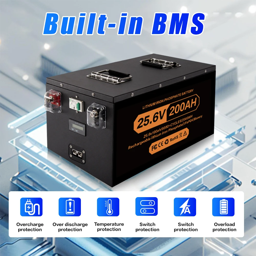 LiFePO4 Batterie 24V 200Ah 12V 100Ah 300Ah 400Ah Batterie BMS Grade A 6000+ Cycle For Solar Power System RV PL EU STOCK Low Pric