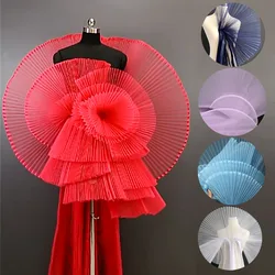 Stiff Pleated Organza Fabric Per Meter Designer Mesh Wide Styling Sewing Fashion Dress DIY Background Decoration Skirt Materials