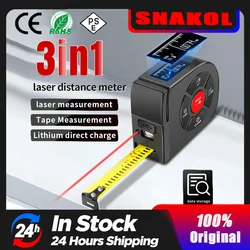 Snakol 3 in 1 Laser Rangefinder 5M Tape Measure Ruler LCD Display With Date Storage  Distance Meter Measurement Device Building