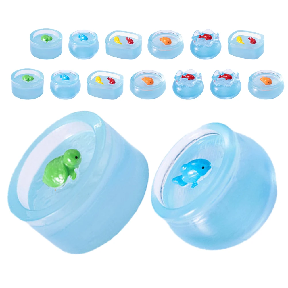 

15Pcs Glow in The Dark Miniature Fish Bowls Resin Decor for Dollhouse Micro Landscape Aquarium Accessories Luminous Small Resin