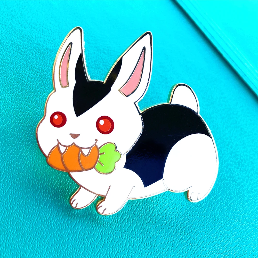 Bunnicula The Vampire Rabbit Hard Enamel Pin Cute Evil Eating Carrot Bunny Brooch Cartoon Fashion Animal Pins Jewelry Gifts