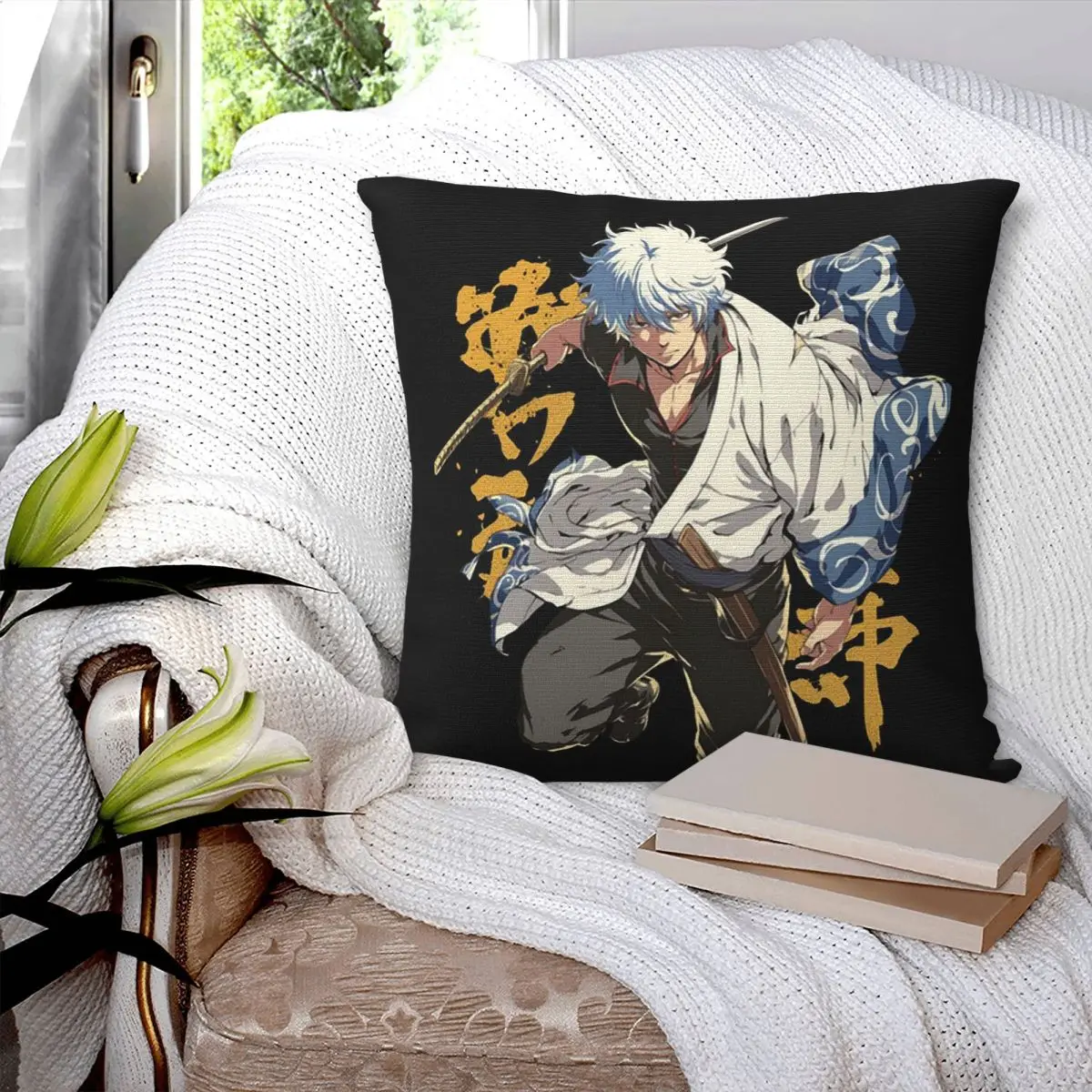 Anime Gintama Gintoki Square Pillowcase Cushion Cover Pillow Case Throw Pillow Cover for Home Bedroom Car