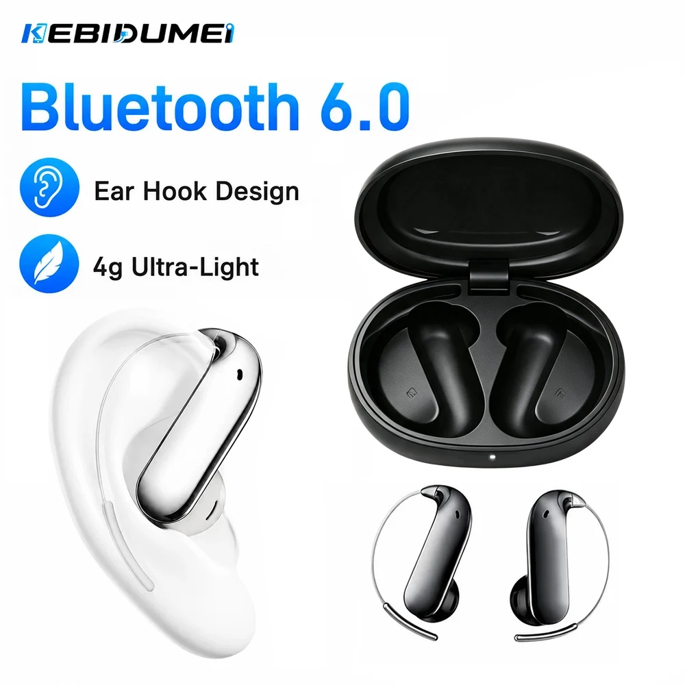 KEBIDUMEI Ear Hook Wireless Earbuds Bluetooth 6.0 Earphones TWS HiFi Stereo Noise Reduction Comfort Headphones 4g Ultra-Light