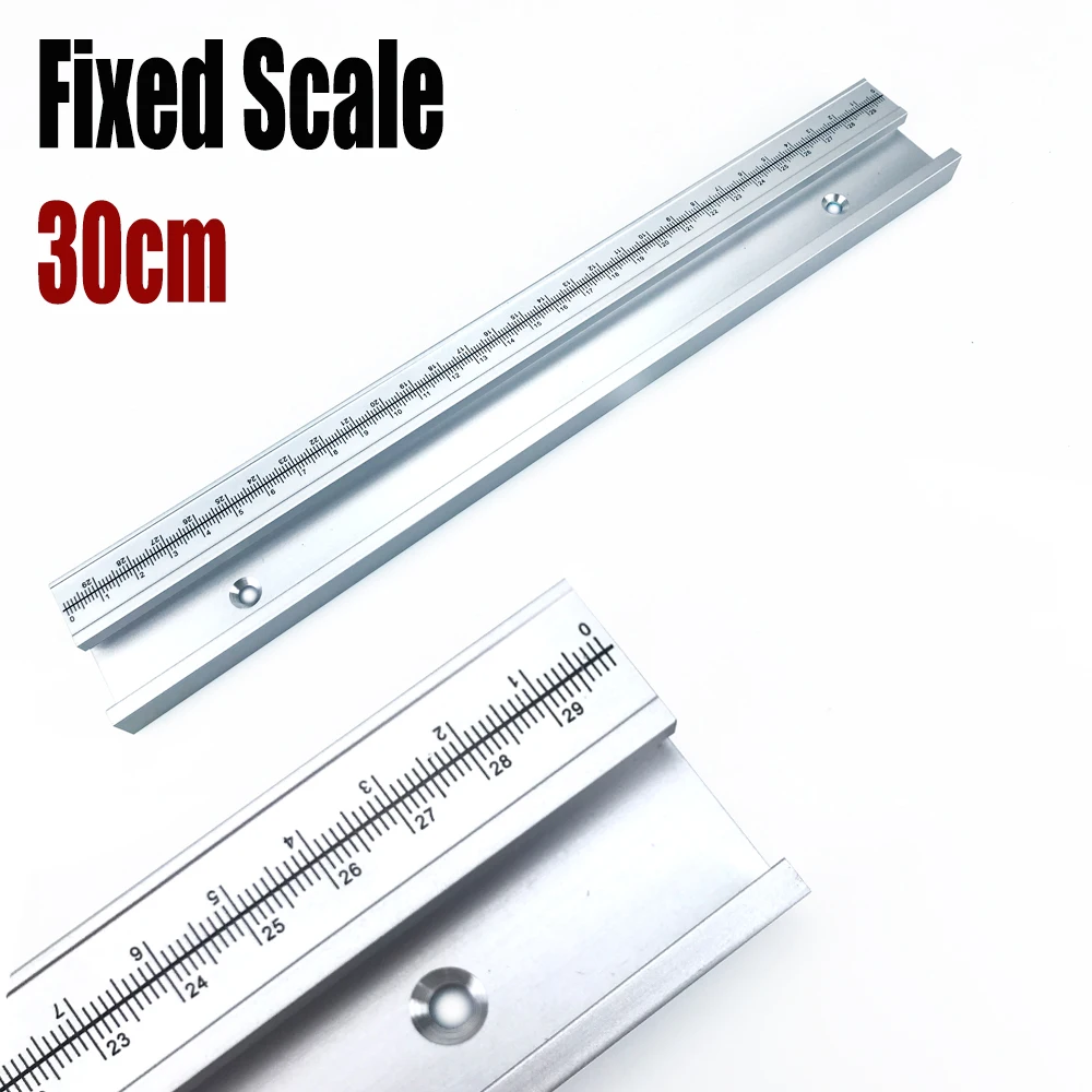 45 #   Chute T Track met Schaal T-tracks Slot Verstek Track 300-600mm 45 Type Chute, houtbewerking Tafelzaag Werkbank DIY Tool