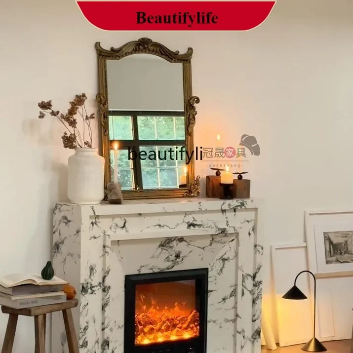YL  French retro makeup mirror wall hanging special European living room entrance old fireplace decorative mirror