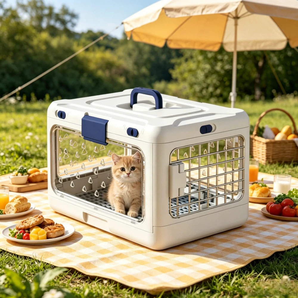 Cage de transport pliable et portable pour animaux de compagnie, colorée, pour voiture, pour chat, grande capacité, pour voyages en plein air