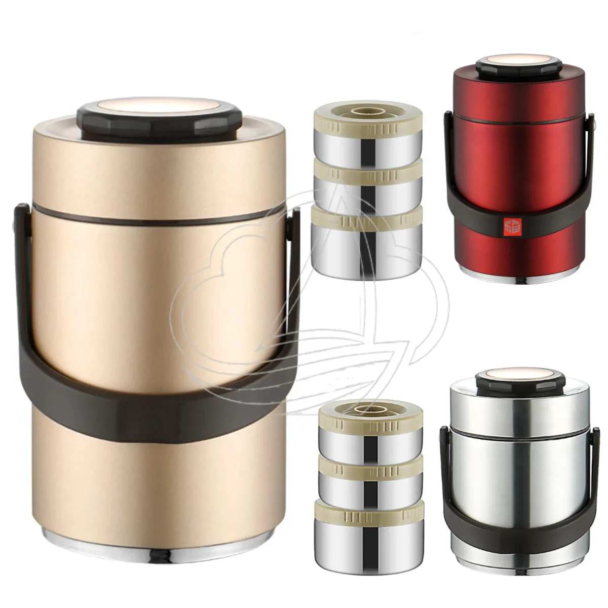 Stainless Steel Insulated Lunch Pail 2L 3 Layers Heat Retention Food Carrier for Picnics And Work