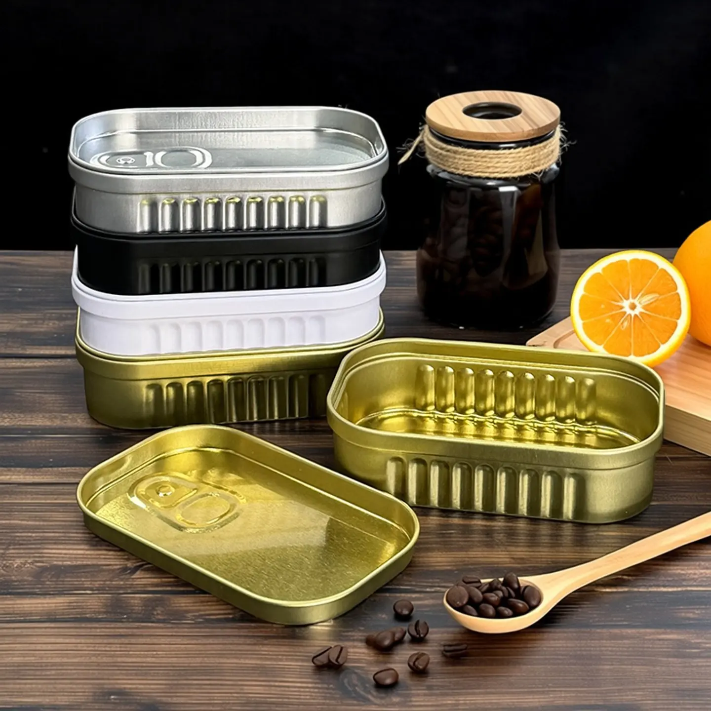 3Pcs Creative Sewing Kit Storage Tin Box Small Rectangular Seal Sardine Iron Can Cute Metal Jewelry Case DIY Homemade Lunch Box