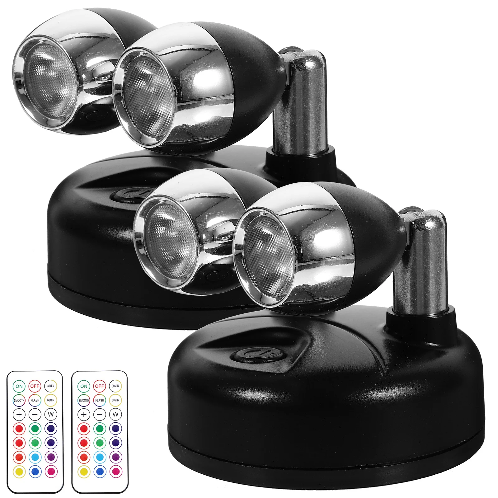 

2Pcs LED Spotlights Adjustable 13 Colors Remote Control Operated Cabinet Lighting Indoor Accent Lights
