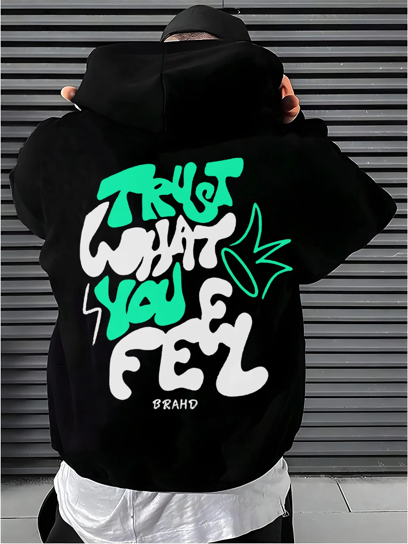 

Letter Circle Graphic Print Autumn and Winter Cotton Hoodie Outdoor Street Sports Training Brand Trendy Clothing