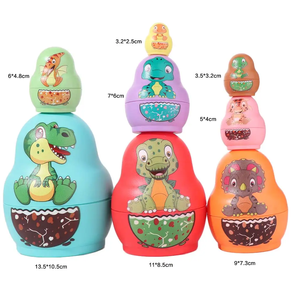 6層恐竜ロシアの入れ子人形動物柄手作りスタッキング入れ子人形8層漫画スタッキングカップゲーム