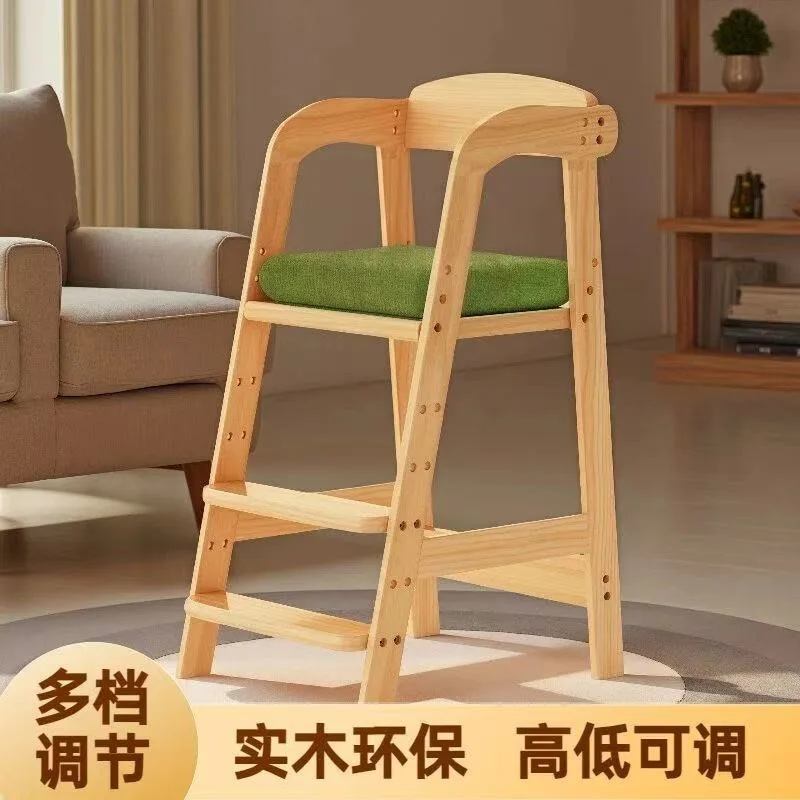 Solid wood dining chair household dining chair widened and enlarged high chair household