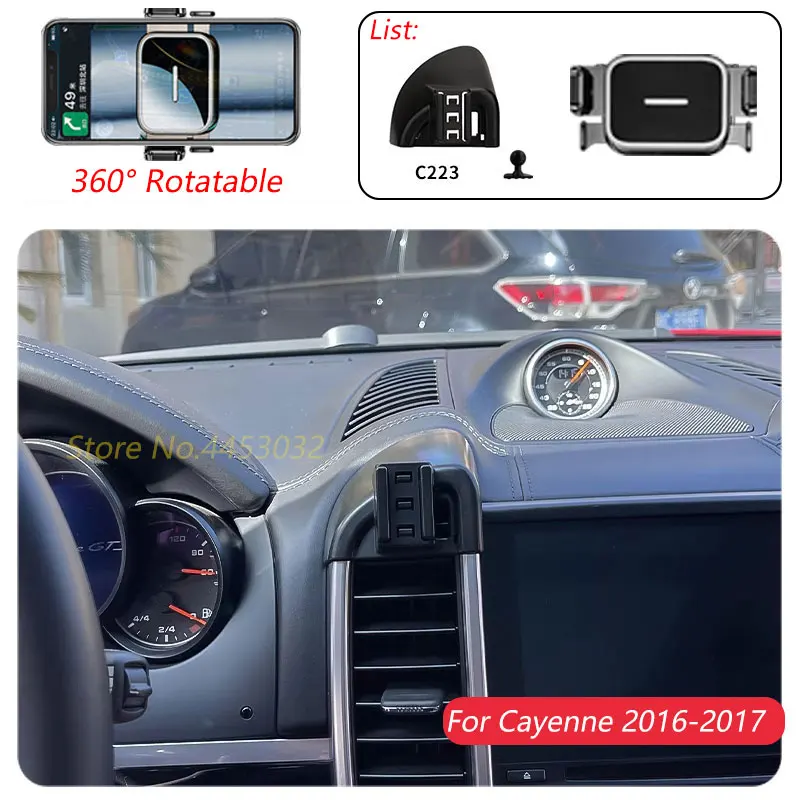 1 Suit Car Phone Holder For Porsche Cayenne 2016-2017 Air Outlet Rotatable Stand Mounts One-handed operation Bracket Accessories