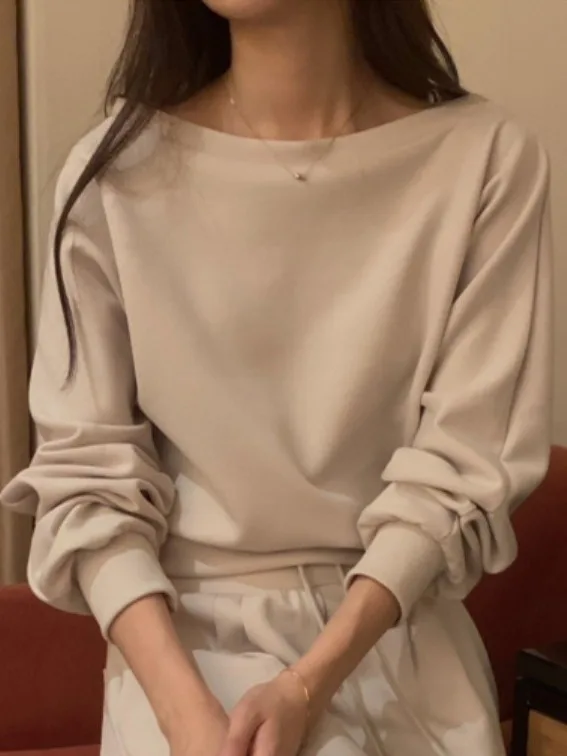 

Laid-ba Sle свитшот с охватыми плечами, повседневные свободные брюки с высокой талией, комплект из двух предметов, женская осенняя коллекция Faion