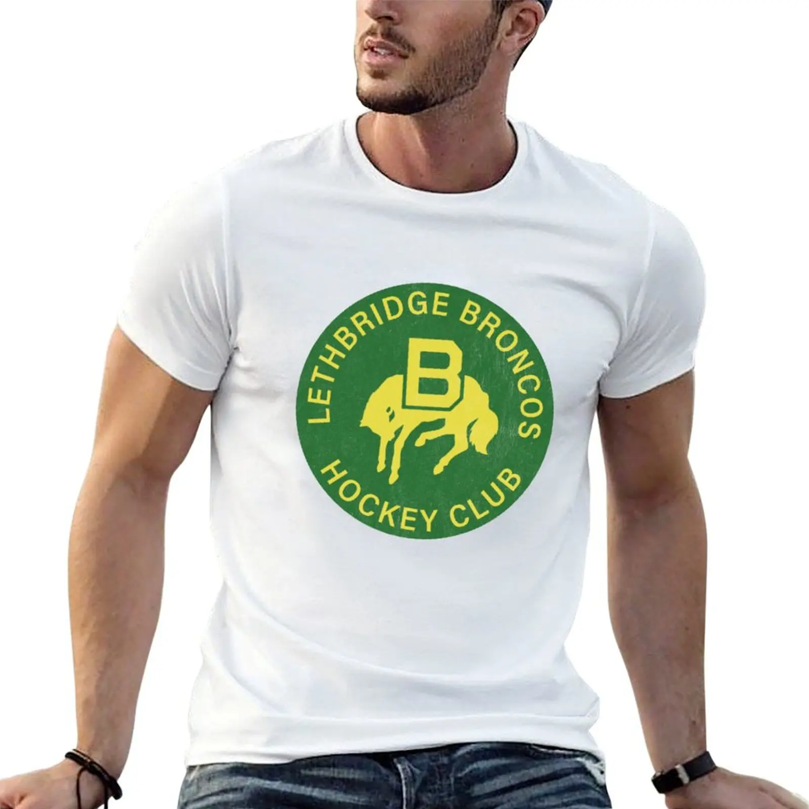 

Western Logo Lethbridge t Hockey shirts Vintage dark man T-Shirt League Broncos t funny shirt luxury humor