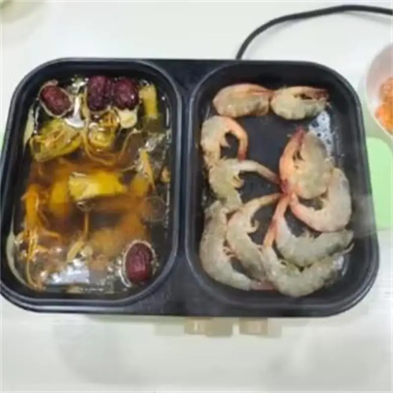 110v 220v 1300w Barbecue Pan Dual Temperature Control 2 In 1 Cooking Pot Smokeless BBQ Pan Multifunctional For Kitchen Dormitory