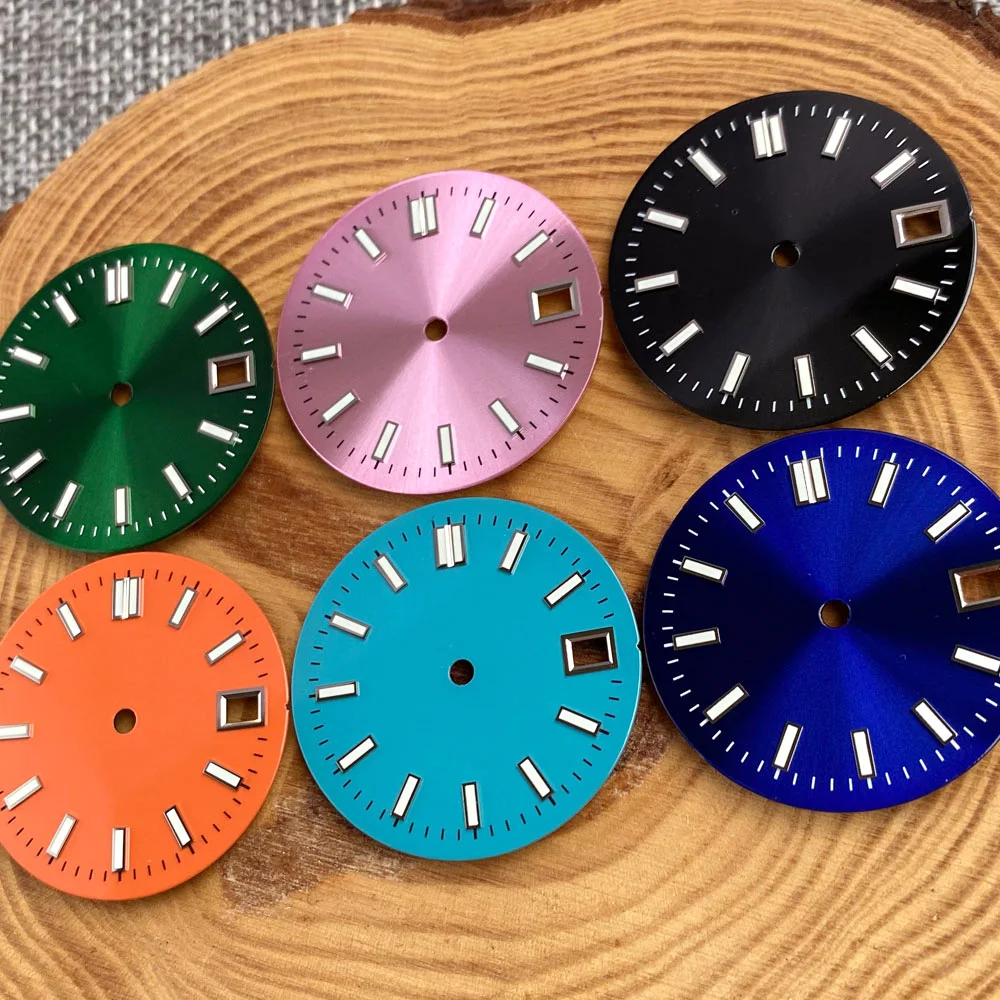 Gloss Sunburst 29mm Watch Dial Face Hands Set Luminous Pink Blue Black Fit NH35 NH36 Movement Men Watch Accessories Parts