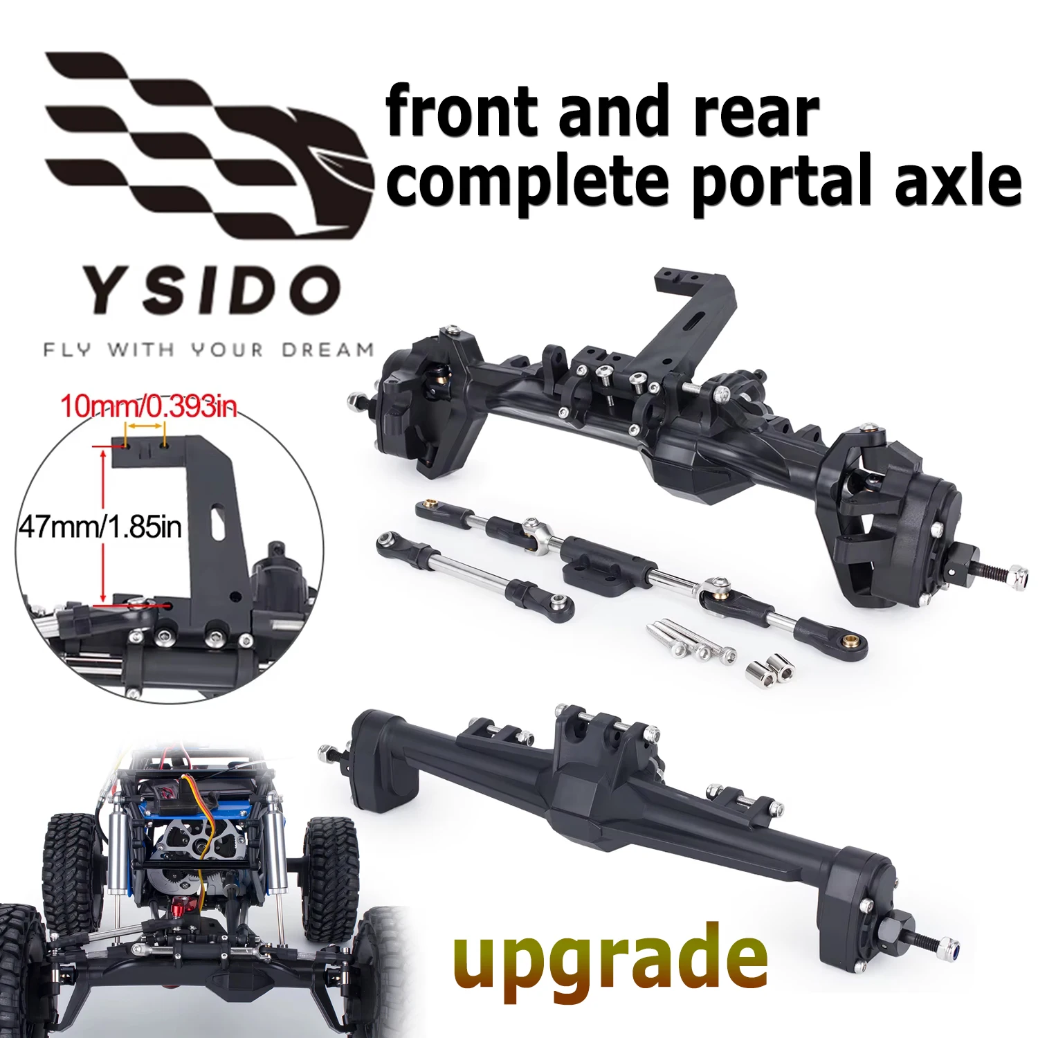

YSIDO front and rear complete portal axle upgrade Suitable for 1/10 Vanquish H10 RTR remote-controlled tracked vehicle Model