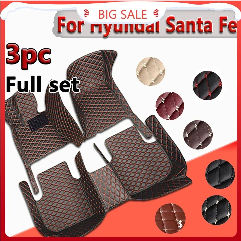 Leather Car Floor Mats For Hyundai Santa Fe DM NC 2013~2018 7 Seater Waterproof Pads Car Mat Carpet Tapetes Para Car Accessories