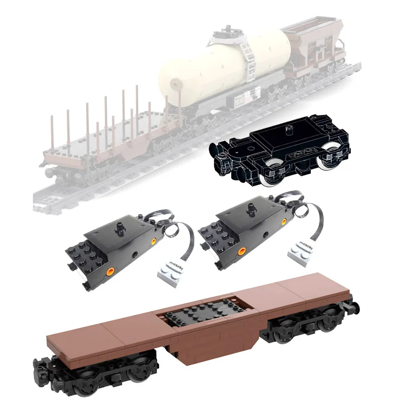 Power Functions MOC 88002 RC Train Wagon Flat Base Double Motors 87574 Batteriebox Flachbettwagon Motorisierung Building Blocks