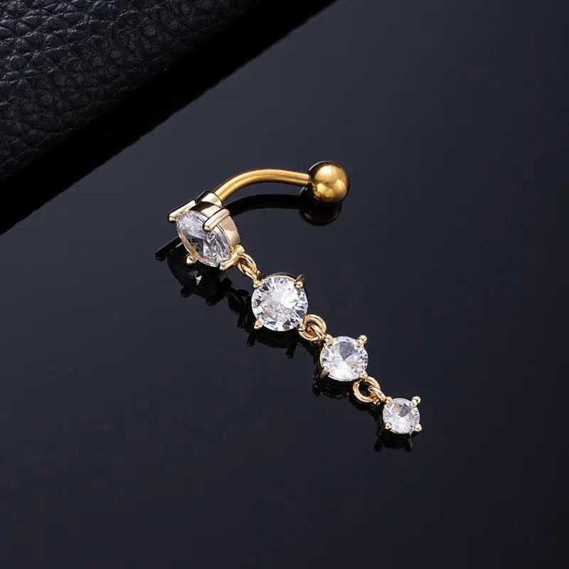 Stainless Steel Navel Piercings Rhinestone Belly Button Rings Women Sexy Body Jewelry