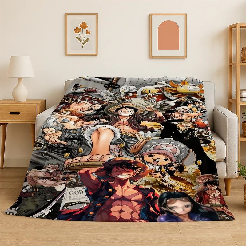 Anime Zoro One P-Piece Cartoon Flannel Blanket Soft Warm Throw Blanket for Bedroom Living Room Bed Travel Camping Picnic Kid
