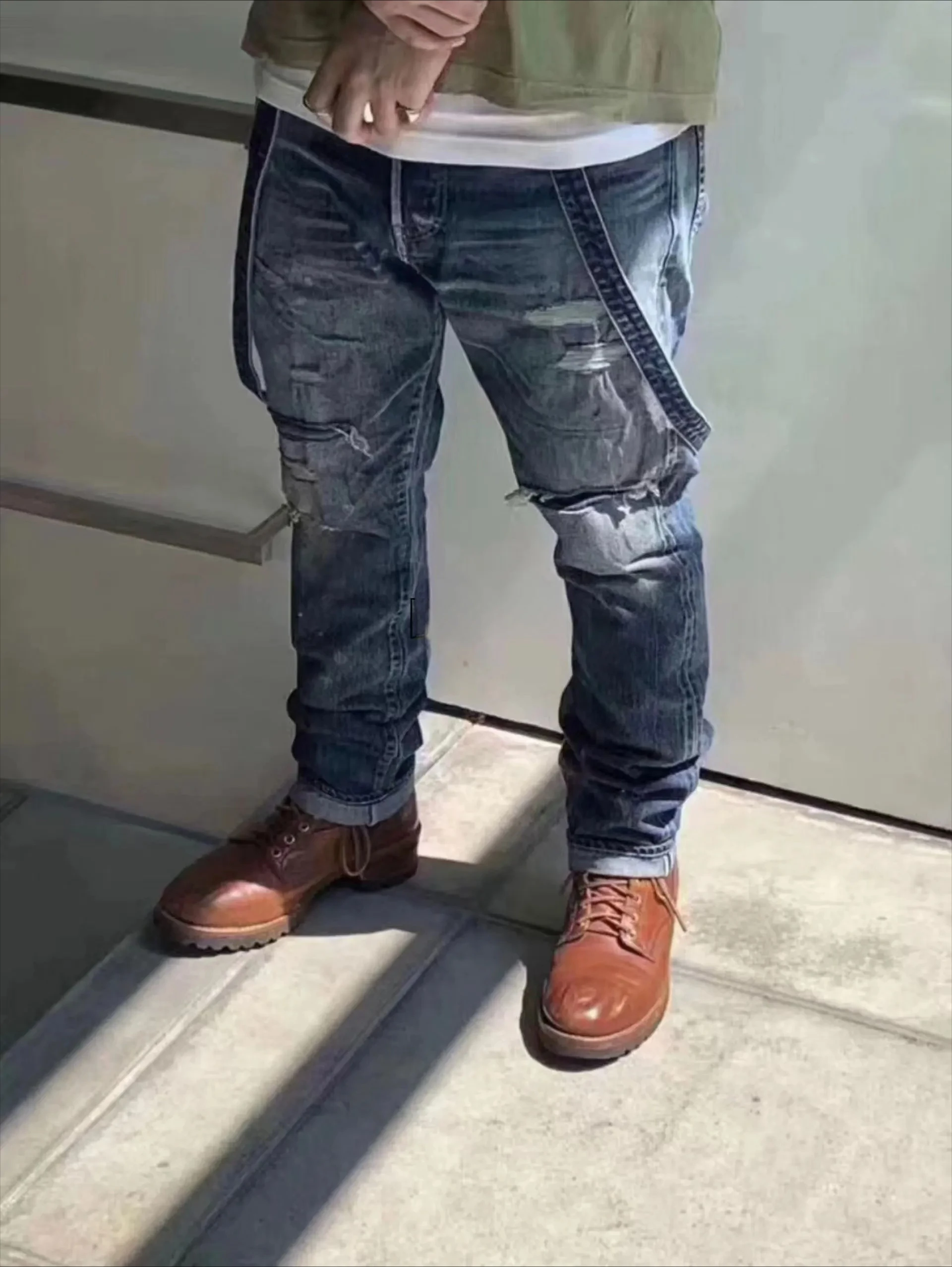 

2025 VISVIM 20SS SOCIALSCULPTURE 15DAMAGED-17D17 Strap Jeans