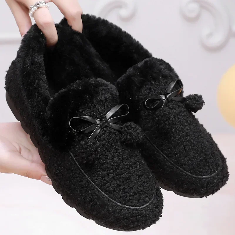 New Women\'s Flat Shoes Comfortable Slip on Fashion Female Casual Loafers Women Fur Shoe Lightweight Pea Shoes Comfort Sapatos