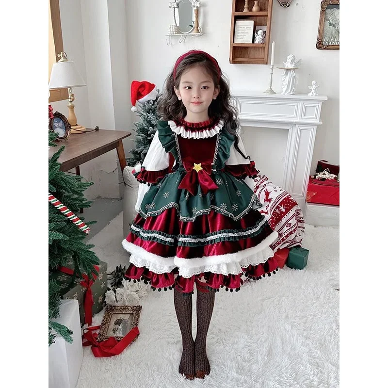 

Рождественские наряды. Платье принцессы LolitaPuffy Performance. Новинка осени и зимы для девочек. 2025 года.