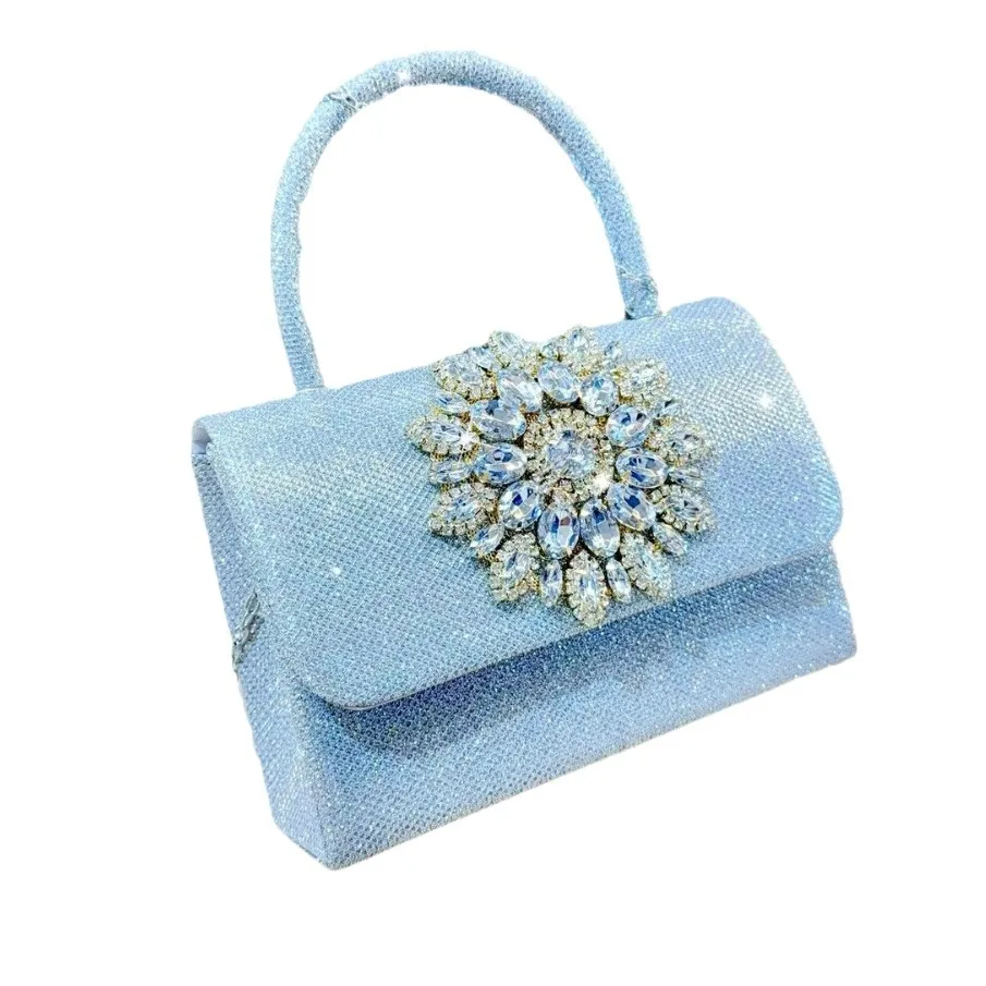 

Stylish Retro Diamond-encrusted Flower Knot Chain Small Square Bag Rhinestone Handbag Crossbody Dinner Bag Bolso De Fiesta Mujer