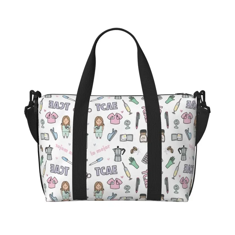 Custom Enfermera En Apuros Doctor Nurse Medical Travel Duffle Bags Waterproof Durable Weekender Overnight Bag Travel Luggage Bag