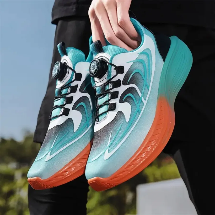 

Men's Casual Sneakers Trendy Knob Buckle Dad Shoes Gradient Color Block Thick Sole Height-Increasing Breathable Mesh Casual Sho