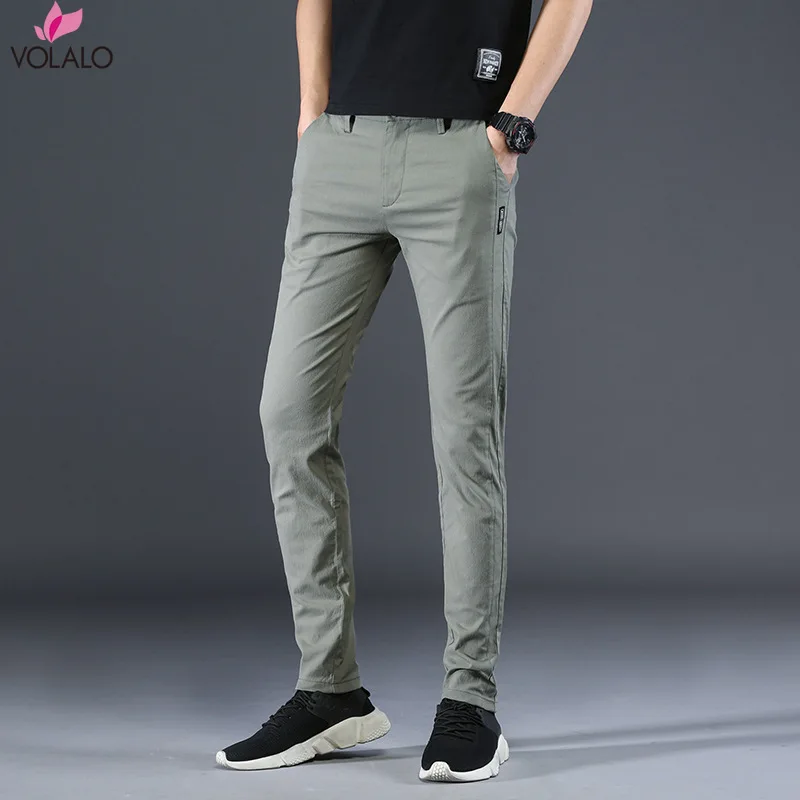 VOLALO Brand Men Pants Casual Mens Business Male Trousers Classics Mid weight Straight Full Length Fashion breathing Pant