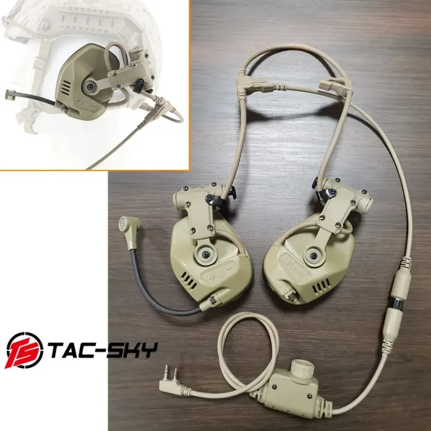 TAC-SKY Tactical ARC Rail Attached Communication Headset Electronic Noise-Canceling Pickup RAC Headset For FAST/ACH/MICH Helmet