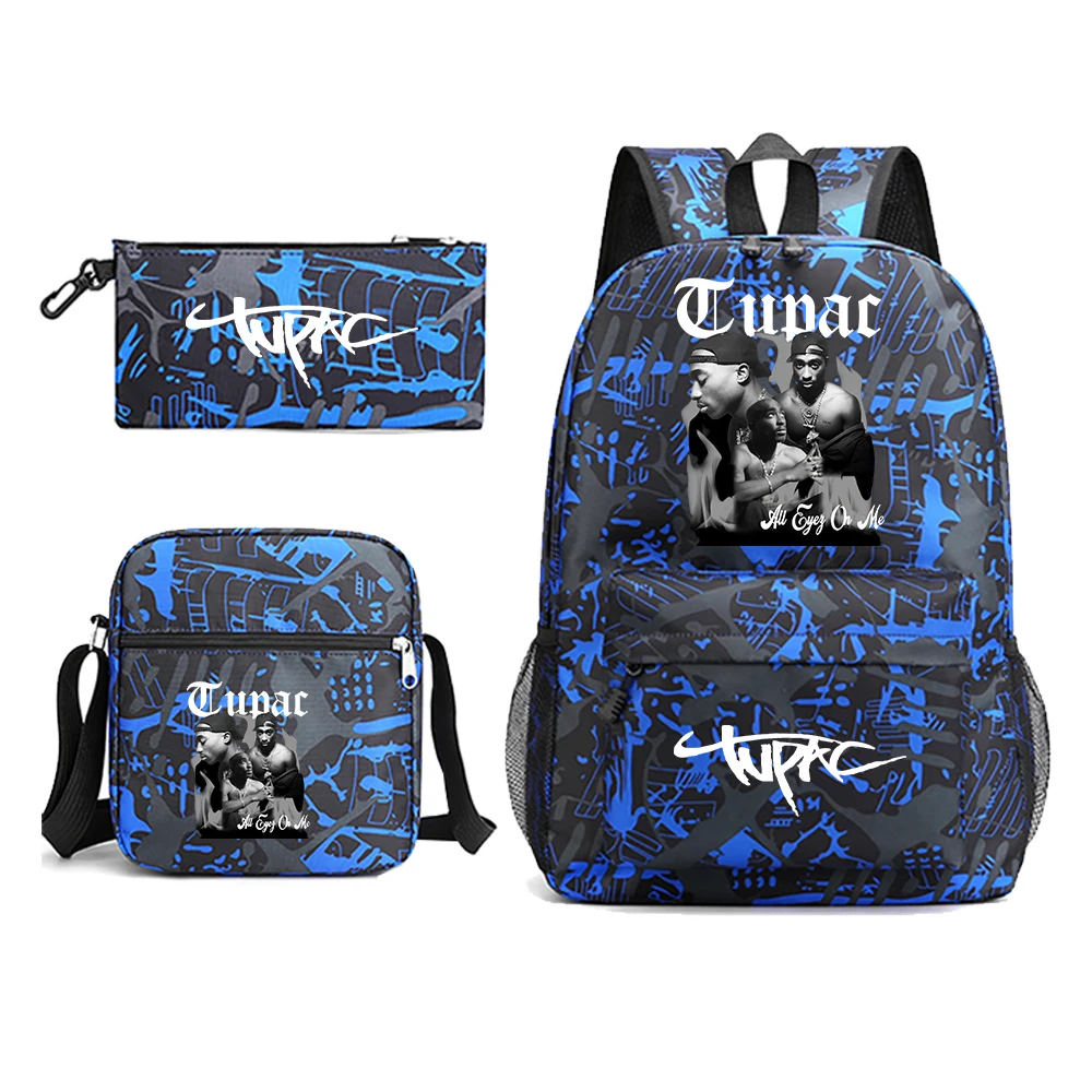 Rapper Tupac 2Pac  Backpack Boys Girls Teens School Bags Kids  Rucksack shoulder Bagpack Travel Knapsack 3 Pcs/set