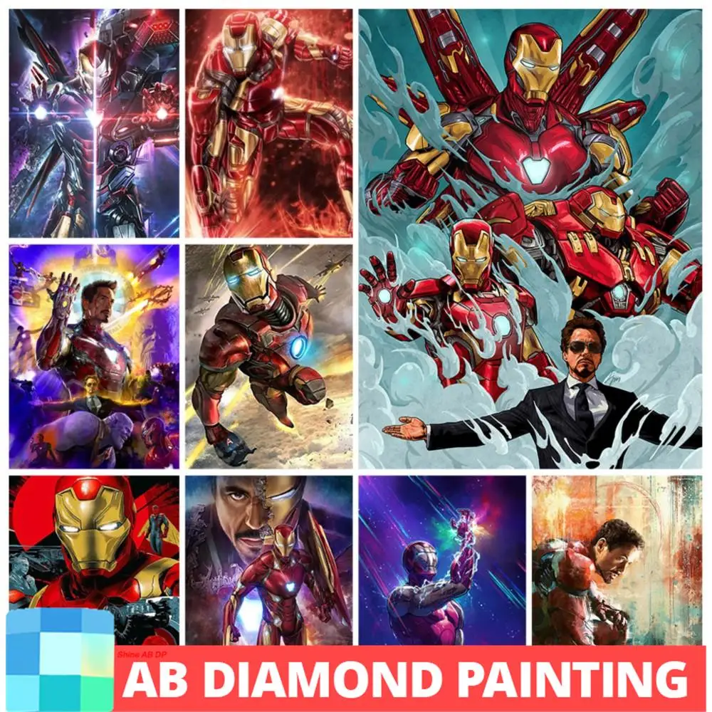 

AB Iron Man Diamond Painting 5D Full Drill Kit Diamond Mosaic Cross Stitch Handicrafts Rhinestone Art Home Decor Gift