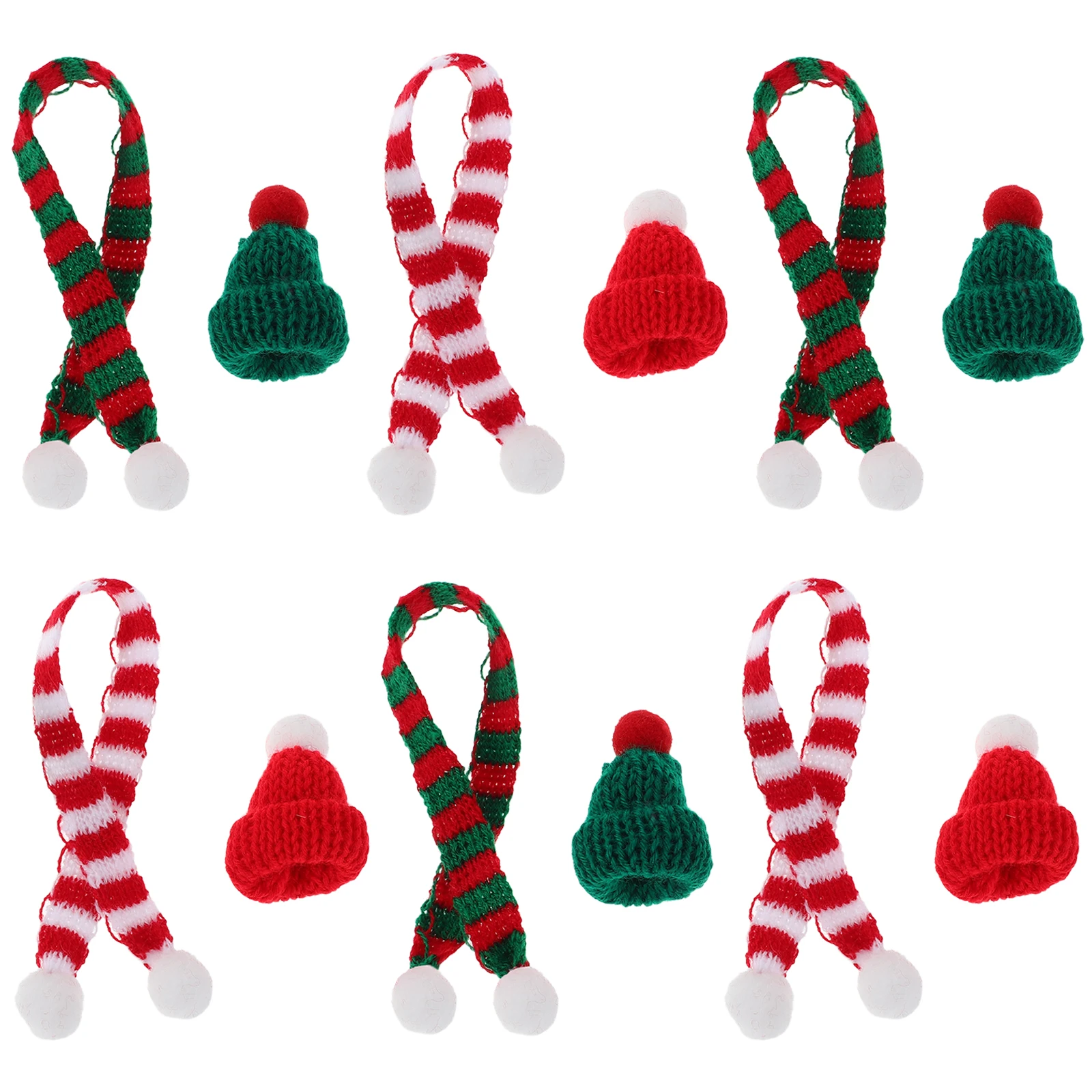 20 peças casa decoração de natal conjunto de enfeites de pirulito mini chapéus lenço de pano de papai noel