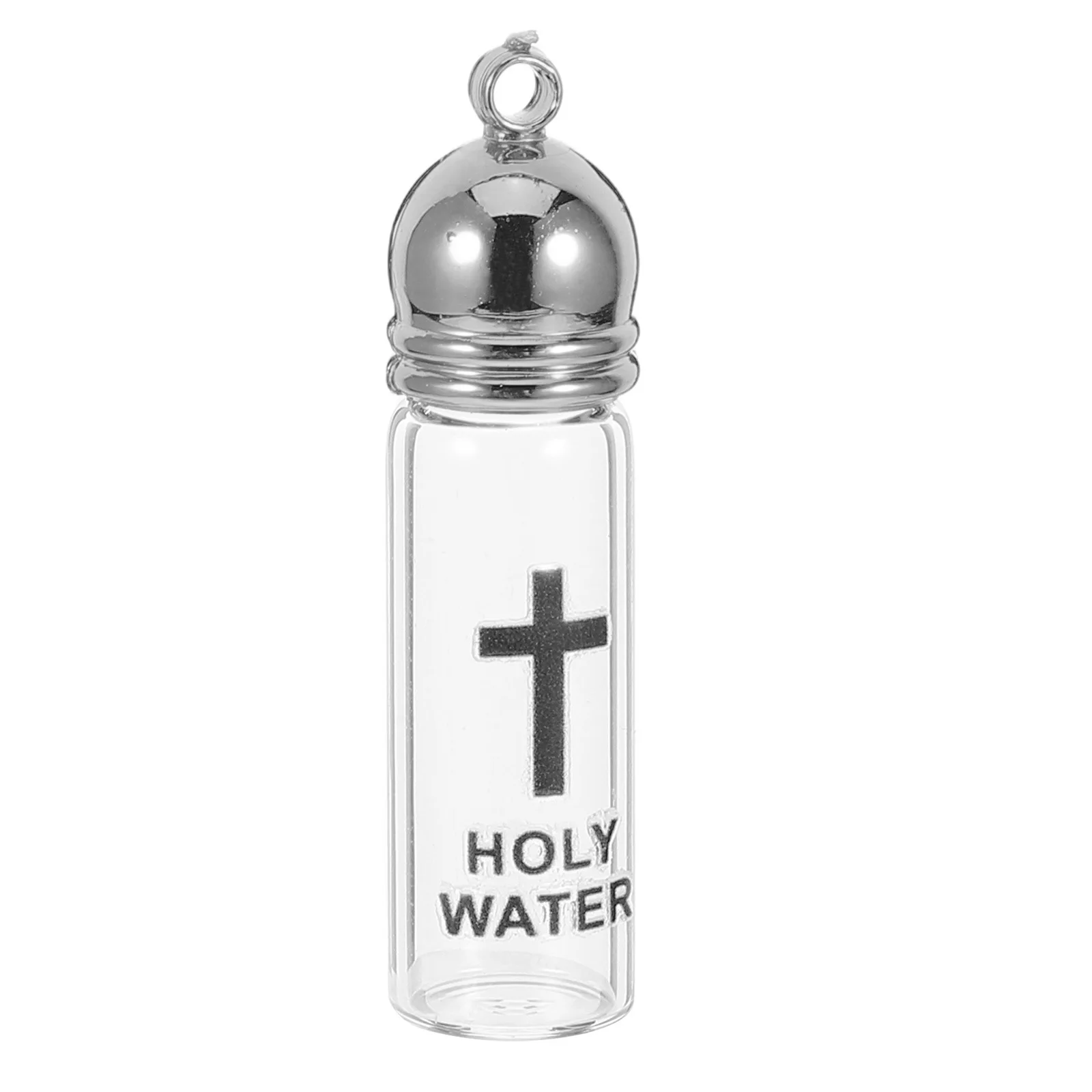 

Baptism Holy Water Bottle Cross Pendant Clear Glass Vessel Screw Cap for Christian Ceremonies Blessing Protection