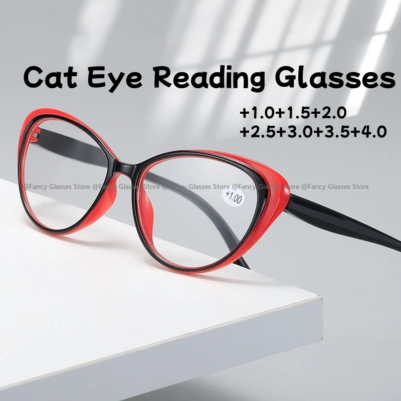 

Women Ultralight Reading Glasses Far Sight Vintage Cat Eye Eyeglasses for Men Unisex Retro Full Frame Hyperopia Eyewear+1.0+4.0