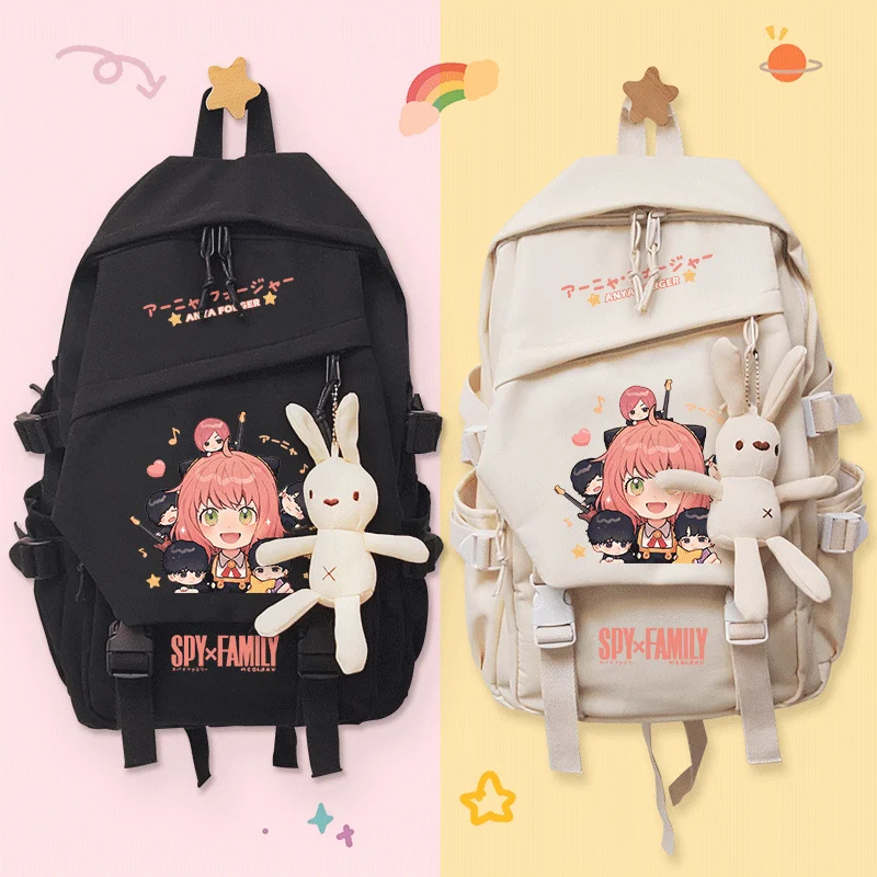 

Anime SPY×FAMILY Anya Forger Nylon Backpack Student School Book Bag Casual Fashion Shoulder Travel Outdoor Bags