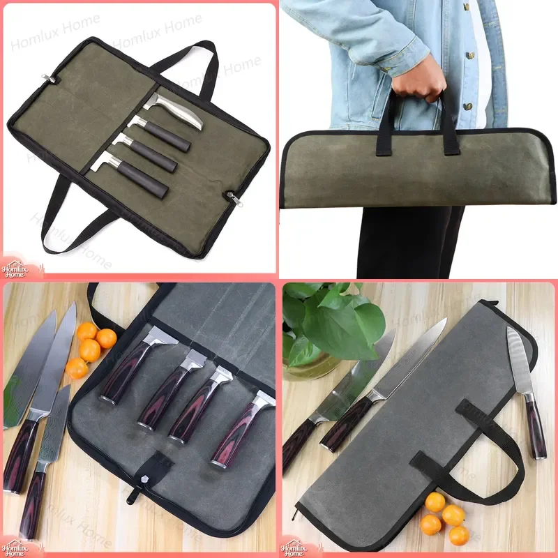 Portable Durable Knife Bag for 4 Knives Tool Storage Bag Catering School Student Training Knife Kit Chef Knife Organizer