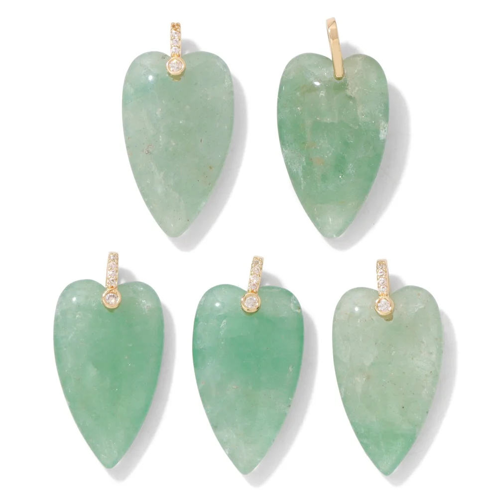 2PCS Natural Stone Heart Pendants 16X27MM Polished Quartz Amethyst Lapis Lazuli Charms with CZ Bail For Jewelry Making Necklace image 5
