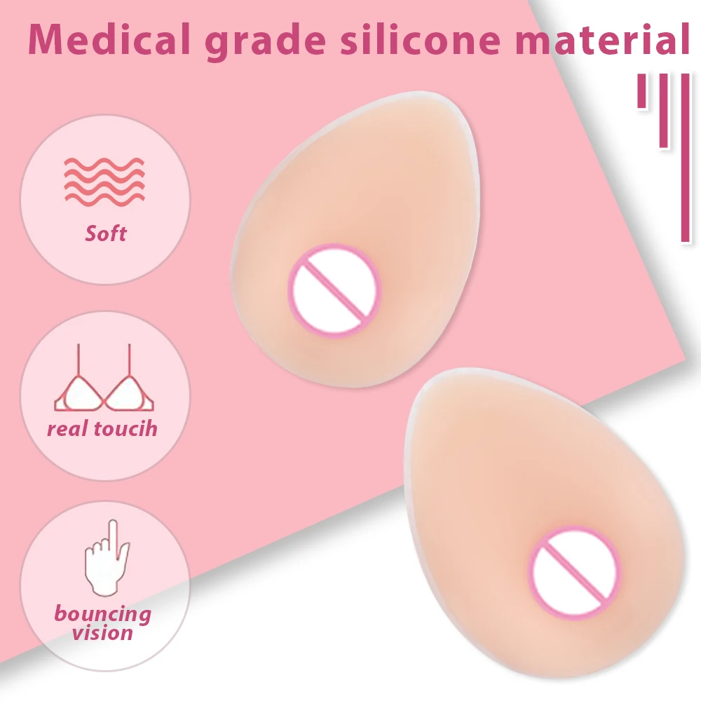 IVITA 1 Pair Realistic Self-adhesive Silicone Fake Breasts Form Fake Boobs for Crossdresser Prosthesis Transgender Cosplay